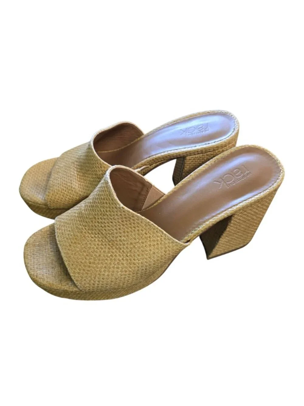 Nordstrom Rack Alyssa Platform Sandal Raffia Slip On Chunky Platform Size 8.5M